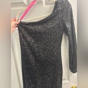 Betsey Johnson Black Sequin One Shoulder Dress